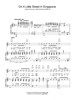 page one of On A Little Street In Singapore (Piano, Vocal & Guitar Chords)