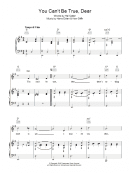 page one of You Can't Be True Dear (Piano, Vocal & Guitar Chords)