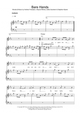 page one of Bare Hands (Piano, Vocal & Guitar Chords)