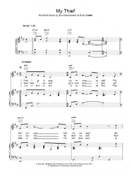 page one of My Thief (Piano, Vocal & Guitar Chords)