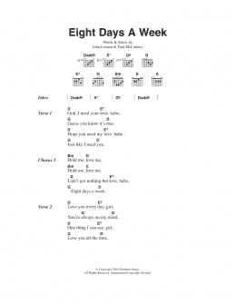 page one of Eight Days A Week (Guitar Chords/Lyrics)