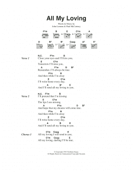page one of All My Loving (Guitar Chords/Lyrics)