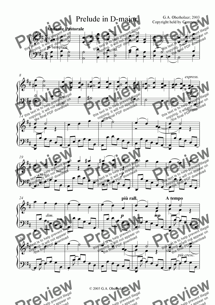 page one of Prelude in D