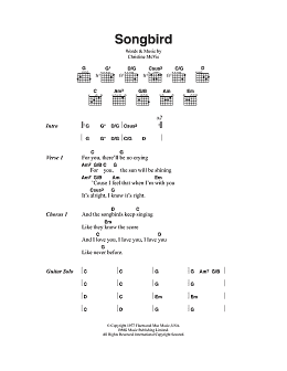 page one of Songbird (Guitar Chords/Lyrics)