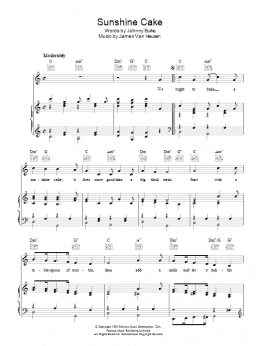 page one of Sunshine Cake (Piano, Vocal & Guitar Chords)
