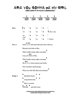 page one of Are You Gonna Be My Girl (Guitar Chords/Lyrics)
