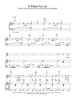 page one of A Place For Us (Piano, Vocal & Guitar Chords)