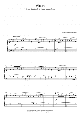 page one of Minuet in G Major (from The Anna Magdalena Notebook) (Piano Solo)