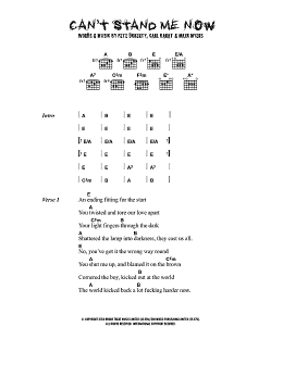 page one of Can't Stand Me Now (Guitar Chords/Lyrics)