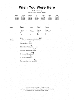 page one of Wish You Were Here (Guitar Chords/Lyrics)