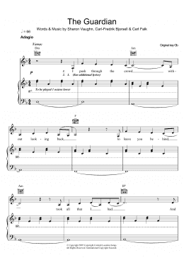 page one of The Guardian (Piano, Vocal & Guitar Chords)