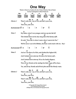 page one of One Way (Guitar Chords/Lyrics)