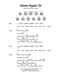 page one of Alone Again Or (Guitar Chords/Lyrics)