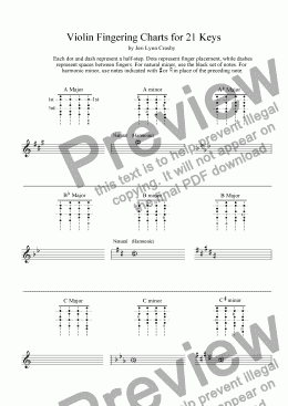 page one of Violin Fingering Charts for 21 Keys