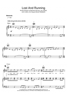 page one of Lost And Running (Piano, Vocal & Guitar Chords)