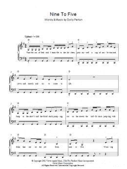 page one of Nine To Five (Easy Piano)