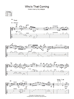 page one of Who's That Coming (Guitar Tab)
