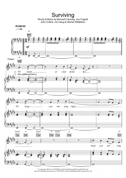 page one of Surviving (Piano, Vocal & Guitar Chords)