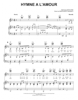 page one of If You Love Me (I Won't Care) (Hymne A L'amour) (Piano, Vocal & Guitar Chords (Right-Hand Melody))