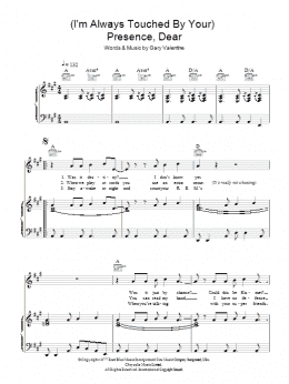 page one of (I'm Always Touched By Your) Presence Dear (Piano, Vocal & Guitar Chords)