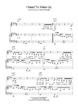 page one of I Need To Wake Up (Piano, Vocal & Guitar Chords)