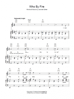 page one of Who By Fire (Piano, Vocal & Guitar Chords)