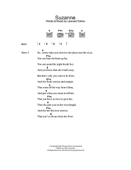page one of Suzanne (Guitar Chords/Lyrics)