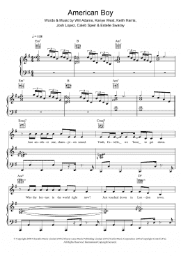 page one of American Boy (featuring Kanye West) (Piano, Vocal & Guitar Chords)