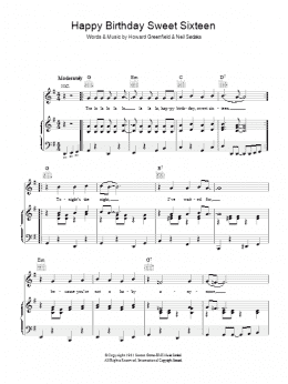 page one of Happy Birthday Sweet Sixteen (Piano, Vocal & Guitar Chords)