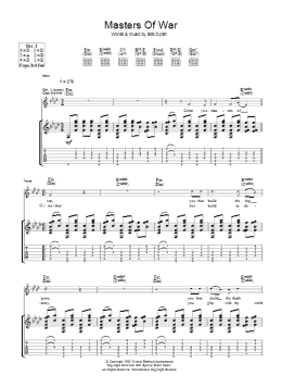 page one of Masters Of War (Guitar Tab)