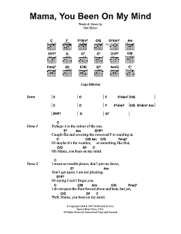 page one of Mama, You Been On My Mind (Guitar Chords/Lyrics)