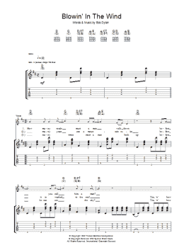 page one of Blowin' In The Wind (Guitar Tab)