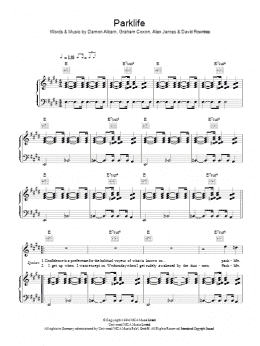 page one of Parklife (Piano, Vocal & Guitar Chords)