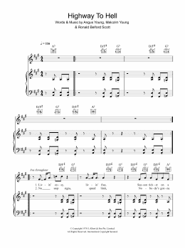 page one of Highway To Hell (Piano, Vocal & Guitar Chords)