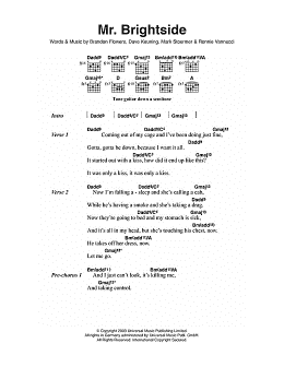 page one of Mr. Brightside (Guitar Chords/Lyrics)