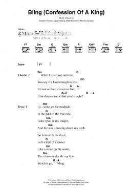 page one of Bling (Confession Of A King) (Guitar Chords/Lyrics)