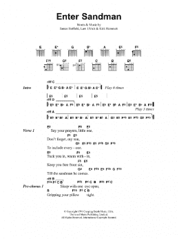 page one of Enter Sandman (Guitar Chords/Lyrics)