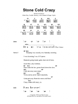 page one of Stone Cold Crazy (Guitar Chords/Lyrics)
