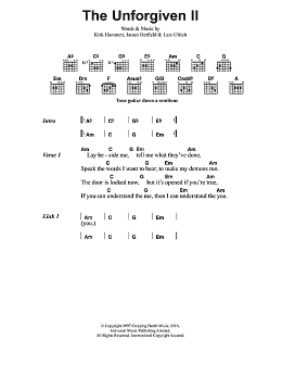 page one of The Unforgiven II (Guitar Chords/Lyrics)