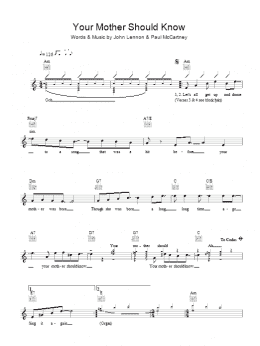 page one of Your Mother Should Know (Lead Sheet / Fake Book)
