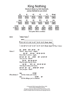 page one of King Nothing (Guitar Chords/Lyrics)
