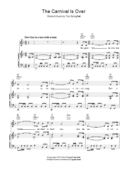 page one of The Carnival Is Over (Piano, Vocal & Guitar Chords)