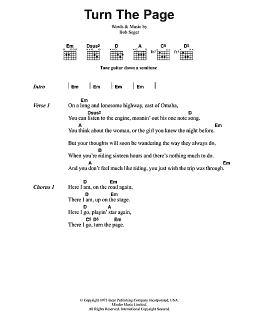 page one of Turn The Page (Guitar Chords/Lyrics)