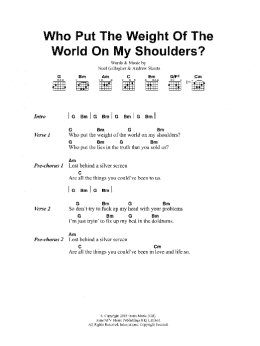 page one of Who Put The Weight Of The World On My Shoulders? (Guitar Chords/Lyrics)