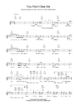 page one of You Won't See Me (Lead Sheet / Fake Book)
