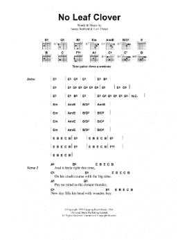 page one of No Leaf Clover (Guitar Chords/Lyrics)