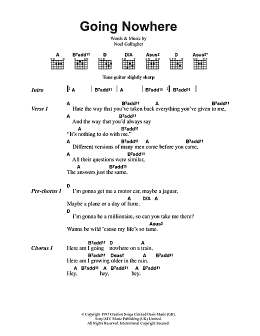 page one of Going Nowhere (Guitar Chords/Lyrics)