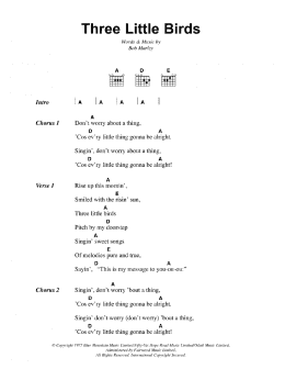 page one of Three Little Birds (Guitar Chords/Lyrics)
