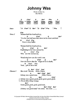 page one of Johnny Was (Guitar Chords/Lyrics)