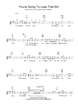page one of You're Going To Lose That Girl (Lead Sheet / Fake Book)